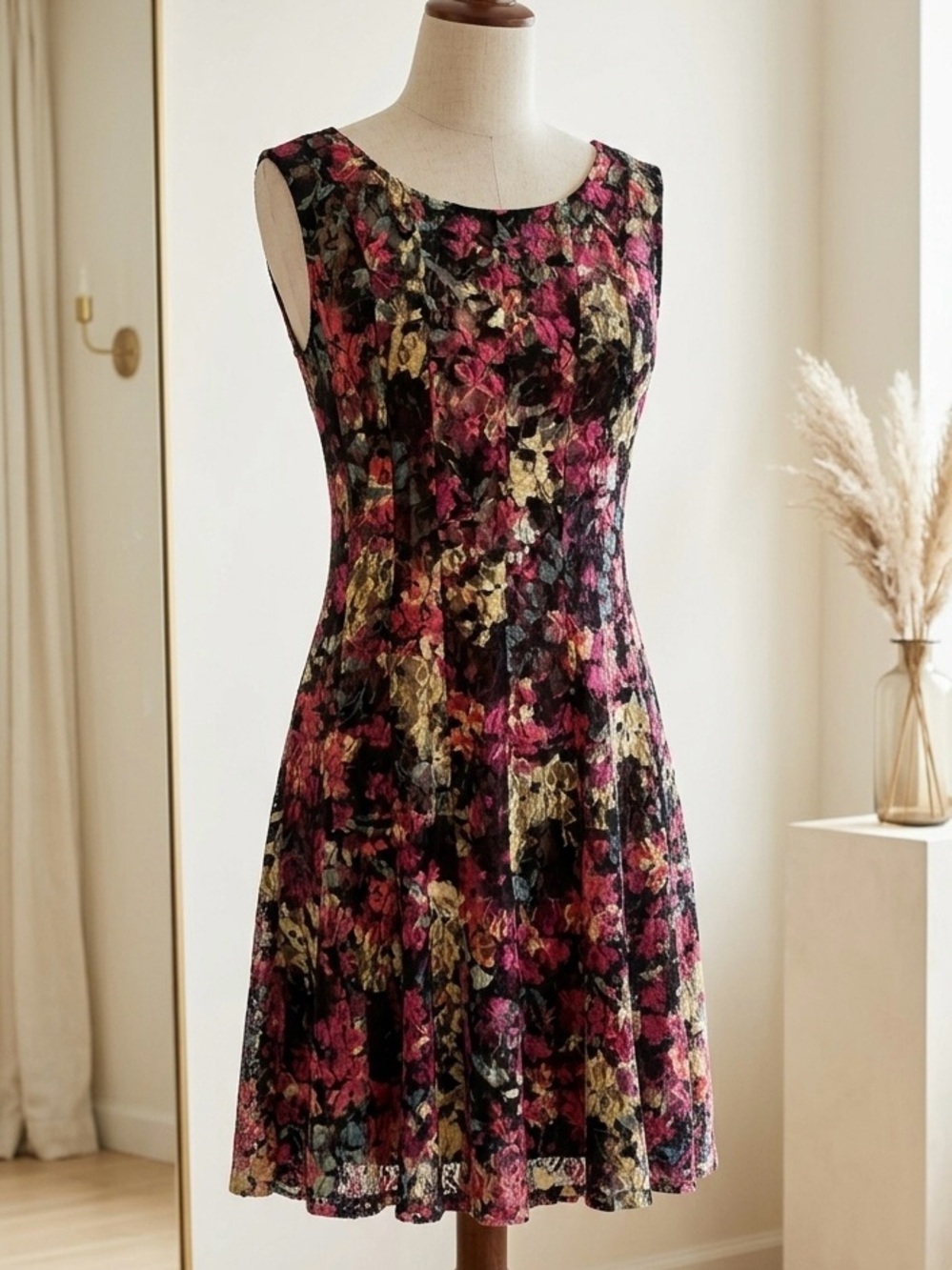 Chetta B| Nordstrom| Multicolour Sheer Lace Overlay Skirted Dress Sz 12